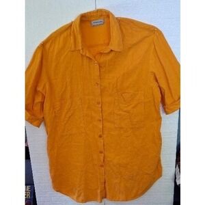 Ashley Brooke Vintage Orange Cotton Button Down Shirt Short Sleeve ILGWU Medium